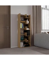 Hoodsport Bookcase, 11 Shelves, Natural Oak / Black Wengue