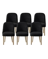 Mid-Century Modern Upholstered Boucle Dining Chair (Set of 6)