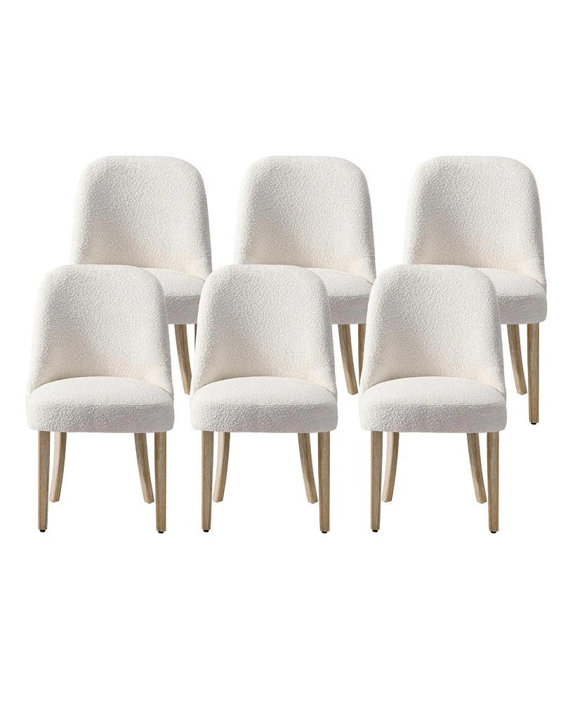 Mid-Century Modern Upholstered Boucle Dining Chair (Set of 6)