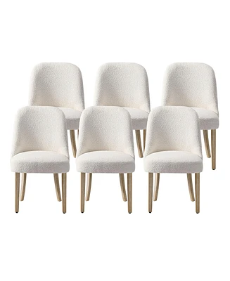 Mid-Century Modern Upholstered Boucle Dining Chair (Set of 6)
