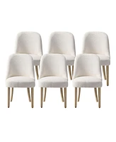 Mid-Century Modern Upholstered Boucle Dining Chair (Set of 6)