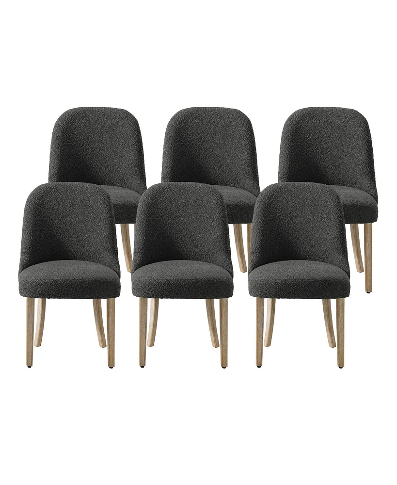 Mid-Century Modern Upholstered Boucle Dining Chair (Set of 6)