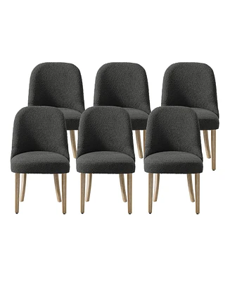 Mid-Century Modern Upholstered Boucle Dining Chair (Set of 6)