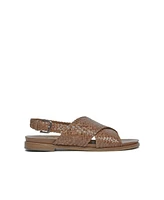 Leather Woven Crossover Flat Sandals