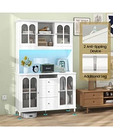 73 Inch Kitchen Pantry Storage Cabinet Freestanding Buffet Cabinet with Led Lights
