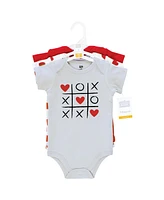 Hudson Baby Girls Cotton Bodysuits, Love Hearts, Preemie