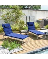 Outsunny 2pcs Olefin Chaise Lounge Chair Cushion, 80" x 26", Dark