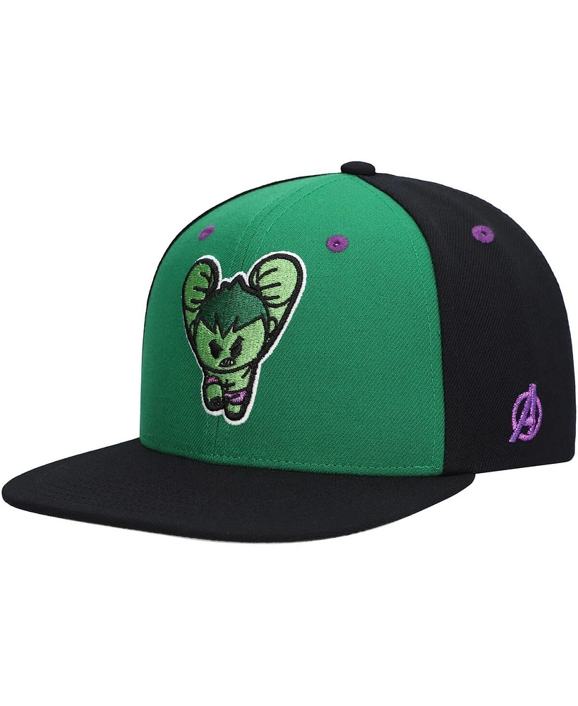 Lids Big Boys and Girls Green Hulk Chibi Glow-in-the-Dark Snapback Hat
