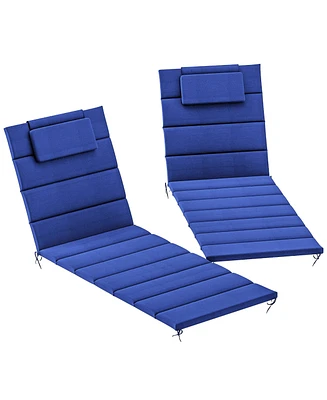 Outsunny 2pcs Olefin Chaise Lounge Chair Cushion, 80" x 26", Dark