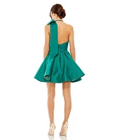 Mac Duggal Women's High Neck Bow Detail Mini Dress