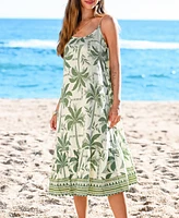 Cupshe Women's Tropical Palm Print Midi Sundress