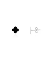 The Lovery Mini Onyx Clover Stud Earrings 14K Gold