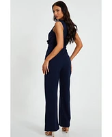 Quiz Women's Scuba Crepe Buckle Frill Detail Jumpsuit