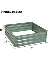 Aoodor 2 Pcs Outdoor Raised Garden Bed Galvanized Steel Planter Box