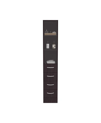 Magna Linen Cabinet, Three Shelves, Four Drawers, Black