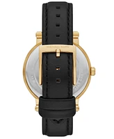 Michael Kors Women's Corey Three-Hand Black Leather Watch, 38mm