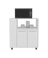 Bremerton Kitchen Cart, 2 Doors, 3 Shelves, 4 Wheels, White