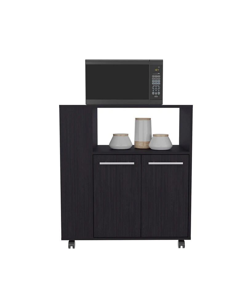 Bremerton Kitchen Cart, 2 Doors, 3 Shelves, 4 Wheels, White
