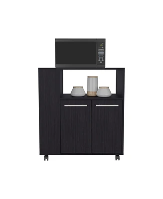 Bremerton Kitchen Cart, 2 Doors, 3 Shelves, 4 Wheels, White