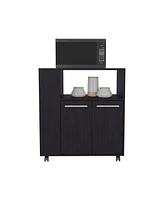 Bremerton Kitchen Cart, 2 Doors, 3 Shelves, 4 Wheels, White