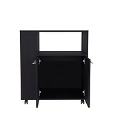 Bremerton Kitchen Cart, 2 Doors, 3 Shelves, 4 Wheels, White