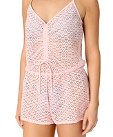 Salt + Cove Juniors' Medallion Crochet Romper Cover-Up