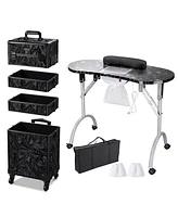 Byootique Folding Manicure Nail Table 4in1 Rolling Makeup Train Case Cb Dusk
