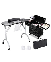 Byootique Manicure Table Nail Desk & Rolling Makeup Train Case Kit Salon Cb Dusk