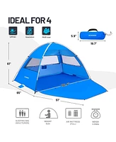 EchoSmile Beach Tent Sun Shelter for 4 Person, Canopy Protection Upf 50+, Easy Setup & Lightweight Portable Cabana Shade Baby