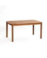 LuxenHome Natural Solid Wood 6-Person 59-Inch Long Rectangle Outdoor Dining Table