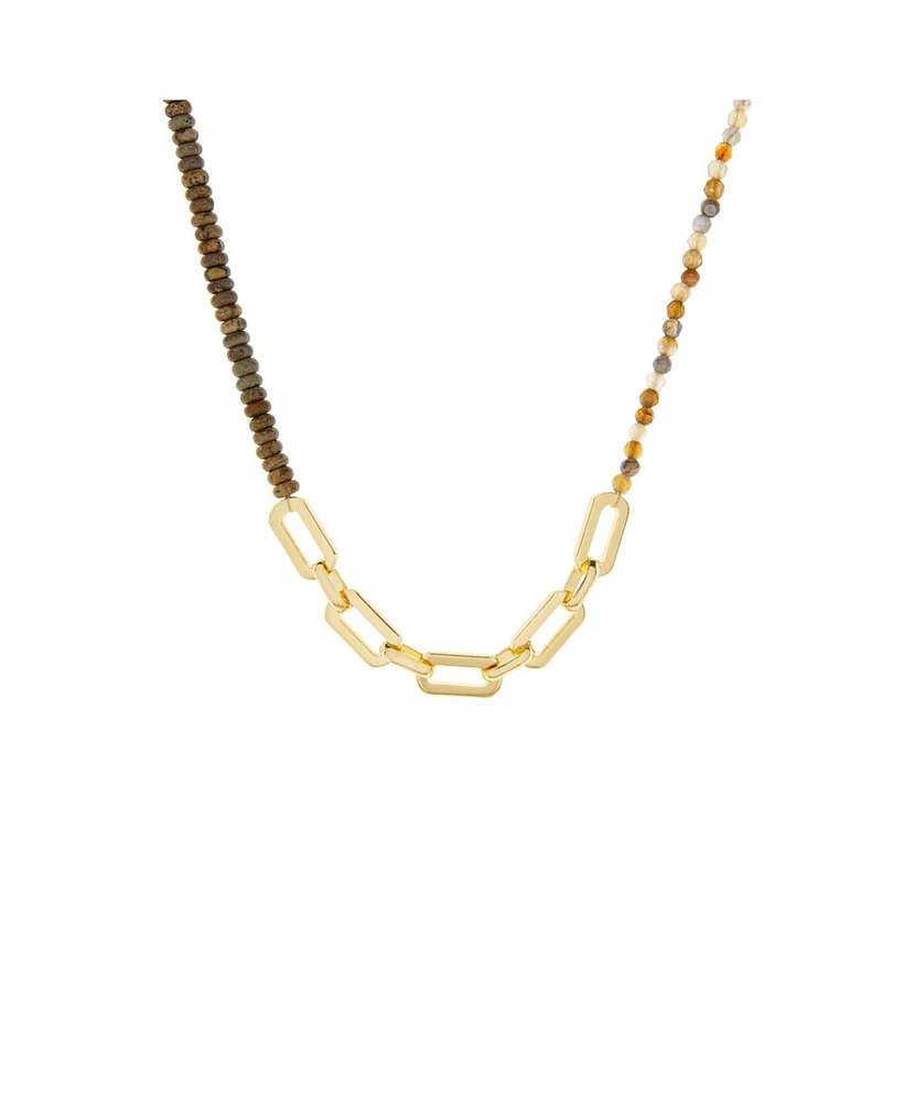 Natural Stone and Link Chain Necklace