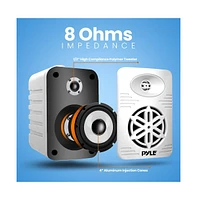 Pyle PDWR45WT 4” 2-Way Waterproof Indoor/Outdoor Speaker System - 300W, White, Pair