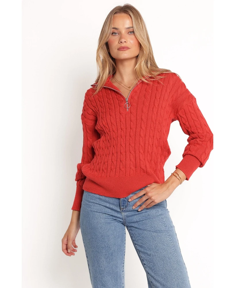 Petal and Pup Women's Frida Quarter Zip Knit Sweater