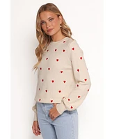 Petal and Pup Women's Xadie All Over Mini Heart Sweater
