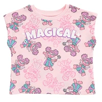 Sesame Street Toddler Girls Abby Cadabby Waffle Knit T-Shirt and Shorts Outfit Set