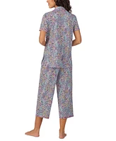 Cuddl Duds Women's Short-Sleeve Cropped Pajama Set