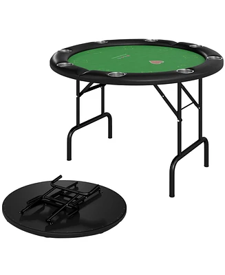 Soozier Poker Table Foldable 47" Round Card Table for 8 Players,