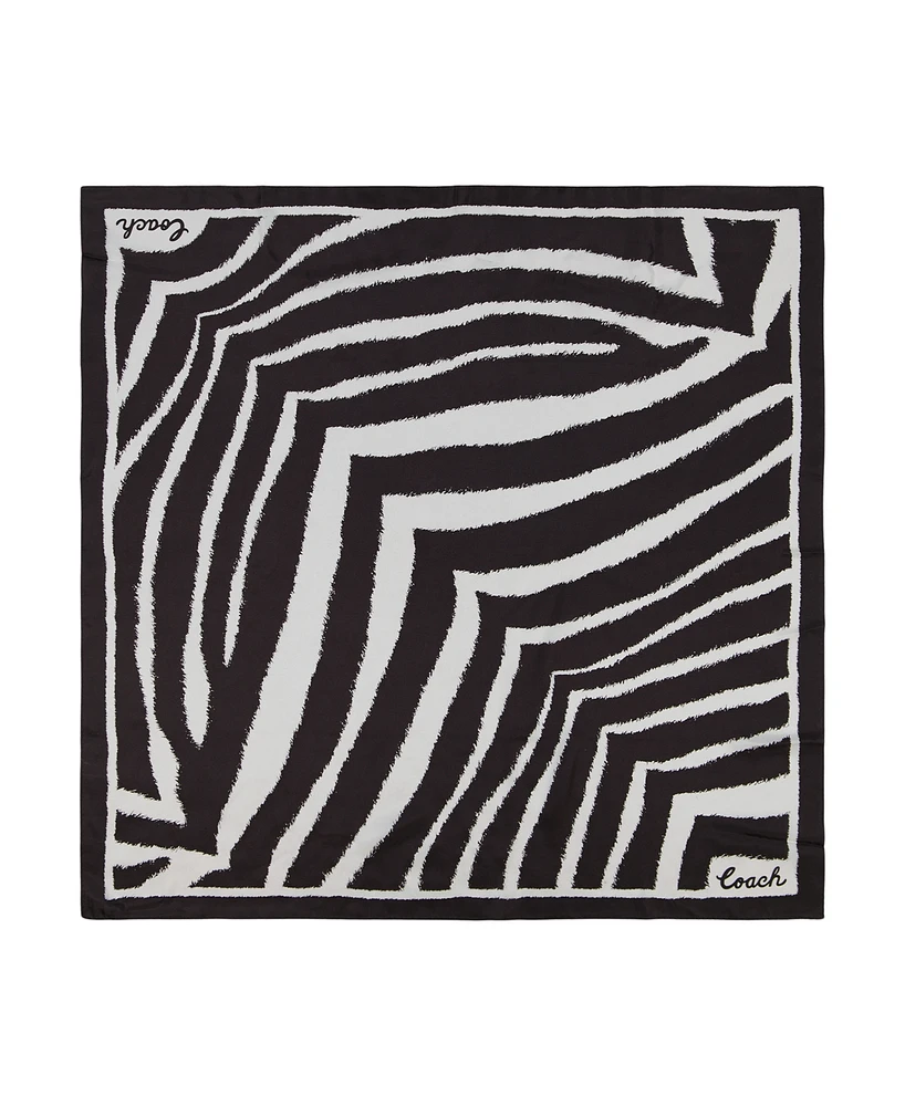 Coach Women's Zebra Printed Silk Square Scarf