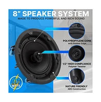 Pyle PDIC8LT 8" In-Wall/In-Ceiling 70V Speaker - Flush Mount Low-Profile, 600W, Magnetic Grill, White