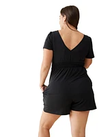 Ingrid + Isabel Maternity Knit Romper Jumpsuit Coastal Gray L