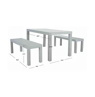 Dario 3 Piece Dining Set W/ Two Benches