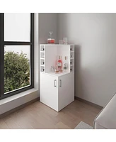 norwich Bar Cabinet, 2 Doors, 8 Wine Bottle Compartments, Natural Oak