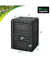 80-Gallon Outdoor Composter with Large Openable Lid and Bottom Exit Door