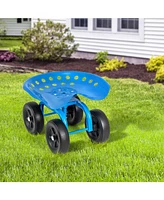 Garden Rolling Workseat with 360° Swivel Seat and Adjustable Height