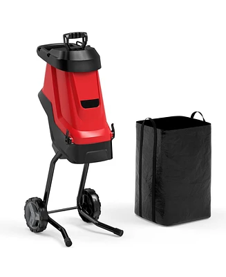 15-amp Electric Wood Chipper and Shredder Leaf Mulcher with Wheels