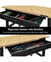 Mobile Workbench with Lockable Casters for Home Work Use