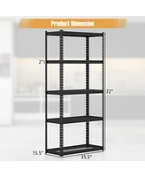 5-Tier Metal Shelving Unit with Anti-slip Foot Pad Height Adjustable Shelves for Garage