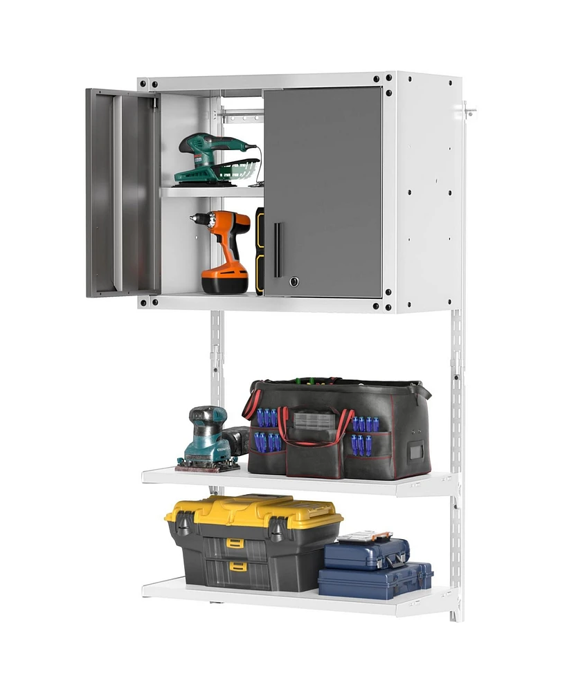 Metal Wall Cabinet with Lock and 3 Adjustable Shelves