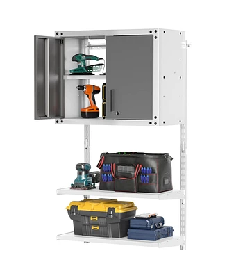 Metal Wall Cabinet with Lock and 3 Adjustable Shelves