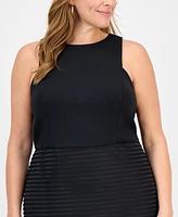 Aidan by Adrianna Papell Plus Shadow-Striped Dress